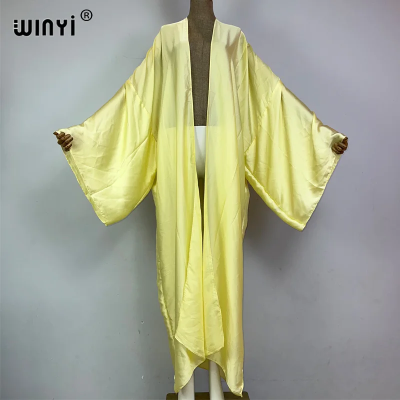 WINYI kimono boho monocolour kaftans beach wear Elegant купальник Holiday beach outfits for women cover ups comfortable dress