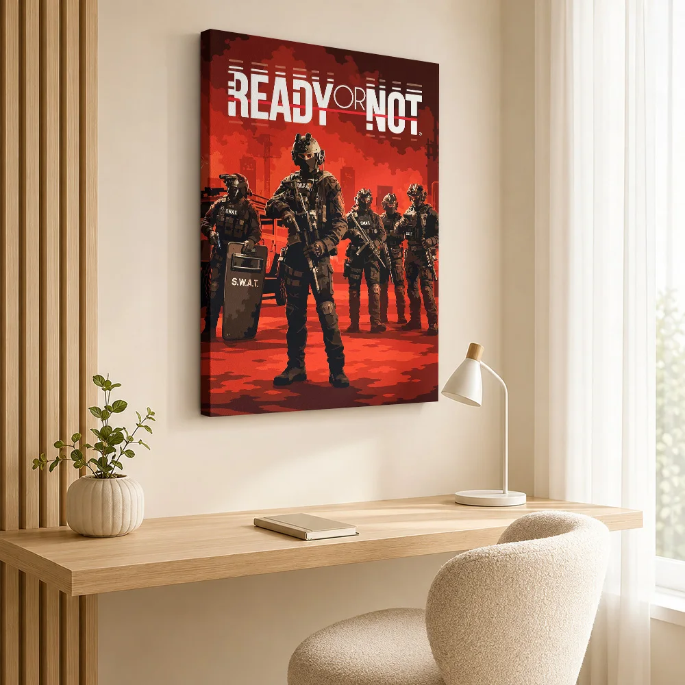 Ready or Not SWAT Team Canvas Poster Custom Photo Sports Portrait Canvas Wall Art for Gym Decor Collectible Ready to Hang Gift