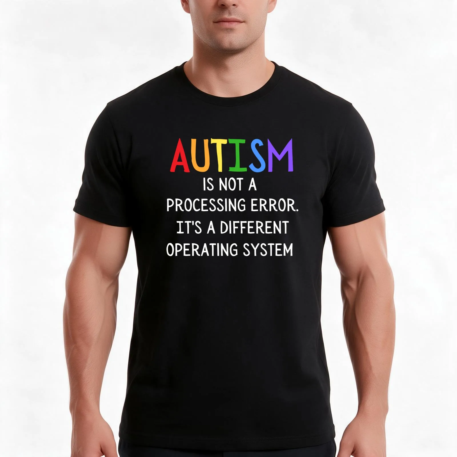 Autism is not a processing error. It's a different operating system T-Shirt, Summer Casual Cotton Tee, Oversized Streetwear Tops