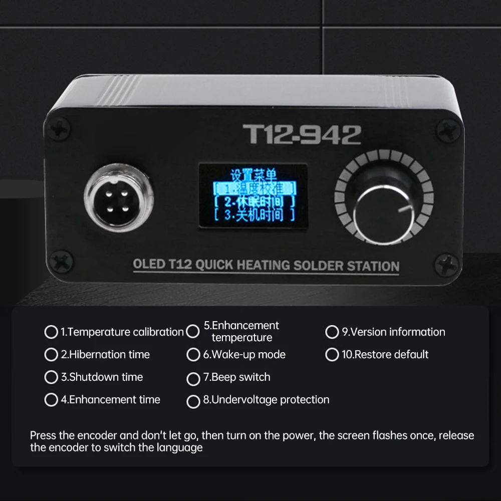 Imagem -04 - Estação de Solda Inteligente Ferro de Solda Elétrico Display Digital Oled Quick Heat Equipamento de Solda Alta Qualidade dc 24v 75w T12-942