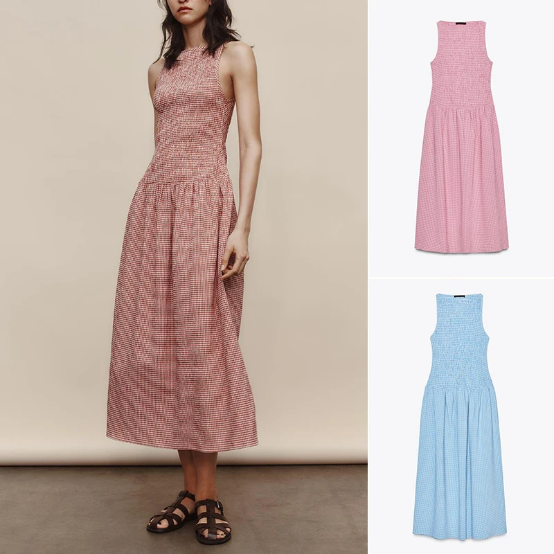 Été nouveauté femmes Midi Dr colmage motif élastique rond Ne Svel 3067329 3067229 décontracté taille haute a-ligne...