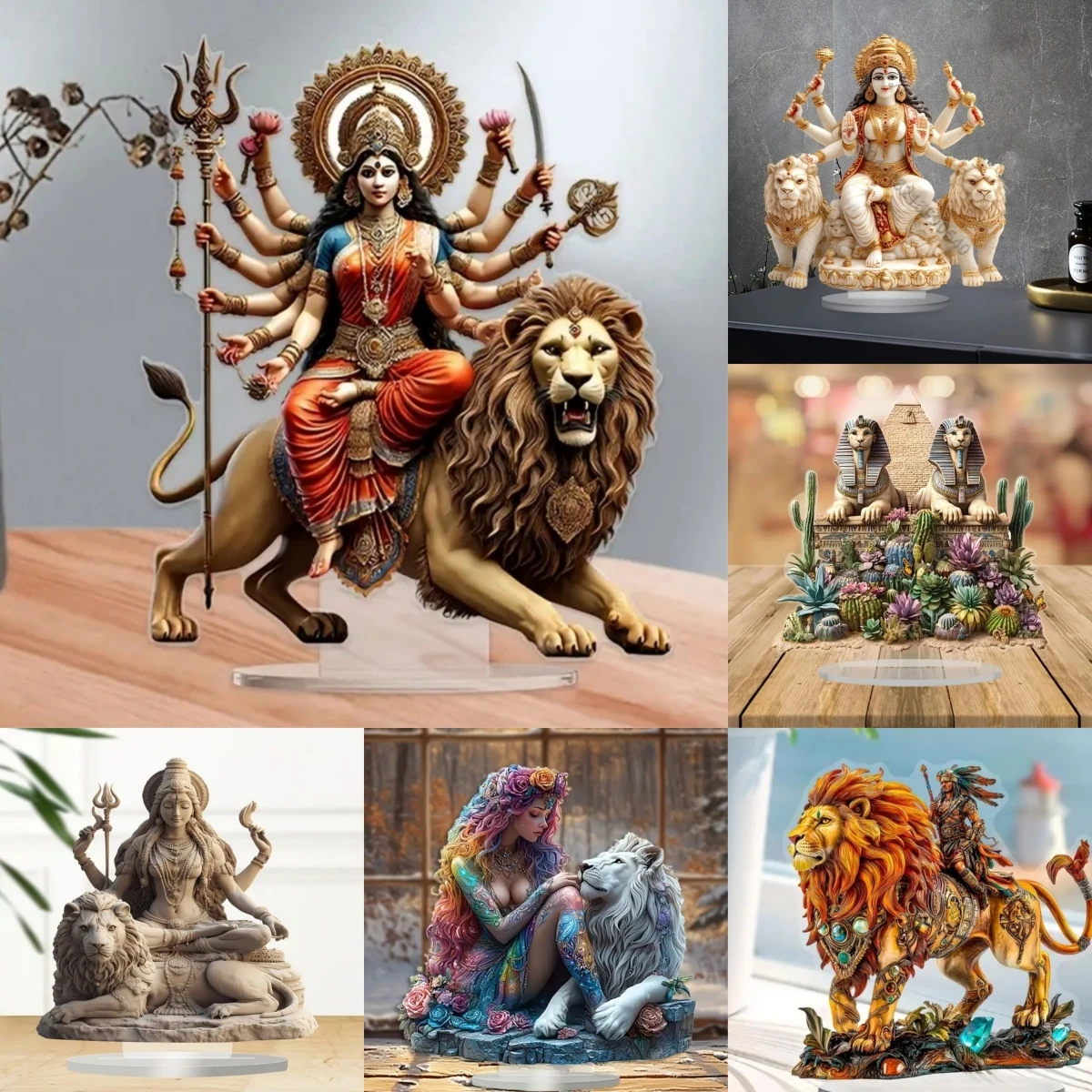Shiva & Lion 2D Flat Religion Animal Acrylic plaque,Home,Office,Cafe,room,display Case,Table Ornament Desktop Decor Sign Kit
