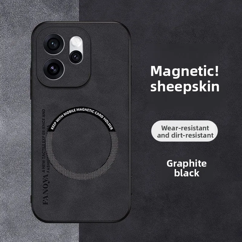 حافظة كلاسيكية من جلد الغنم لهاتف OPPO Reno 15 Pro Max 14 F/FS Pro A6 Pro 4/5G غطاء ممتص للصدمات مغناطيسي مضاد للسقوط