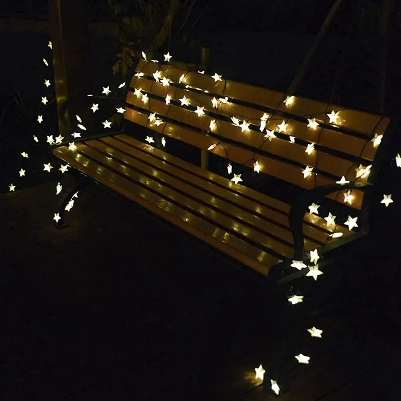 Outdoor Solar Star String Lights Weatherproof Solar Lights Solar Fairy Lights Star for Christmas Patio Garden Wedding Decoration