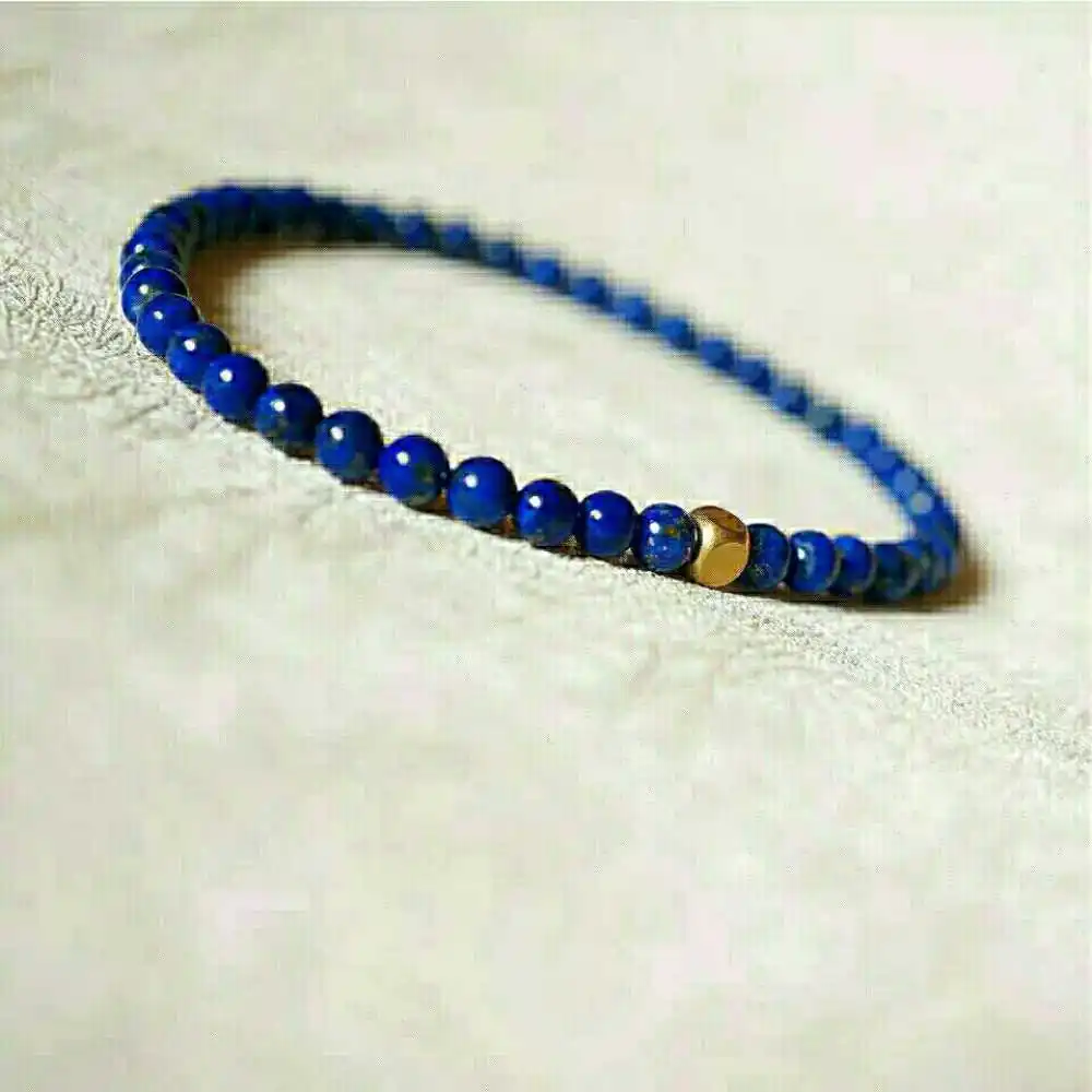 

4MM Natural Lapis Lazuli Beads Lucky Cuff Bracelet Inspiration Calming Bohemia Fancy Gift Energy Relief Jewelry Diy Taseel