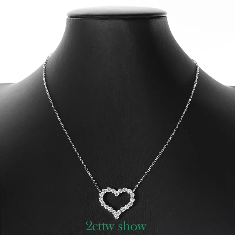 NASIA 2CT Moissanite Heart Necklace for Women S925 Silver Plated Platinum Simulated Diamonds Pendant Birthday Gift 2026