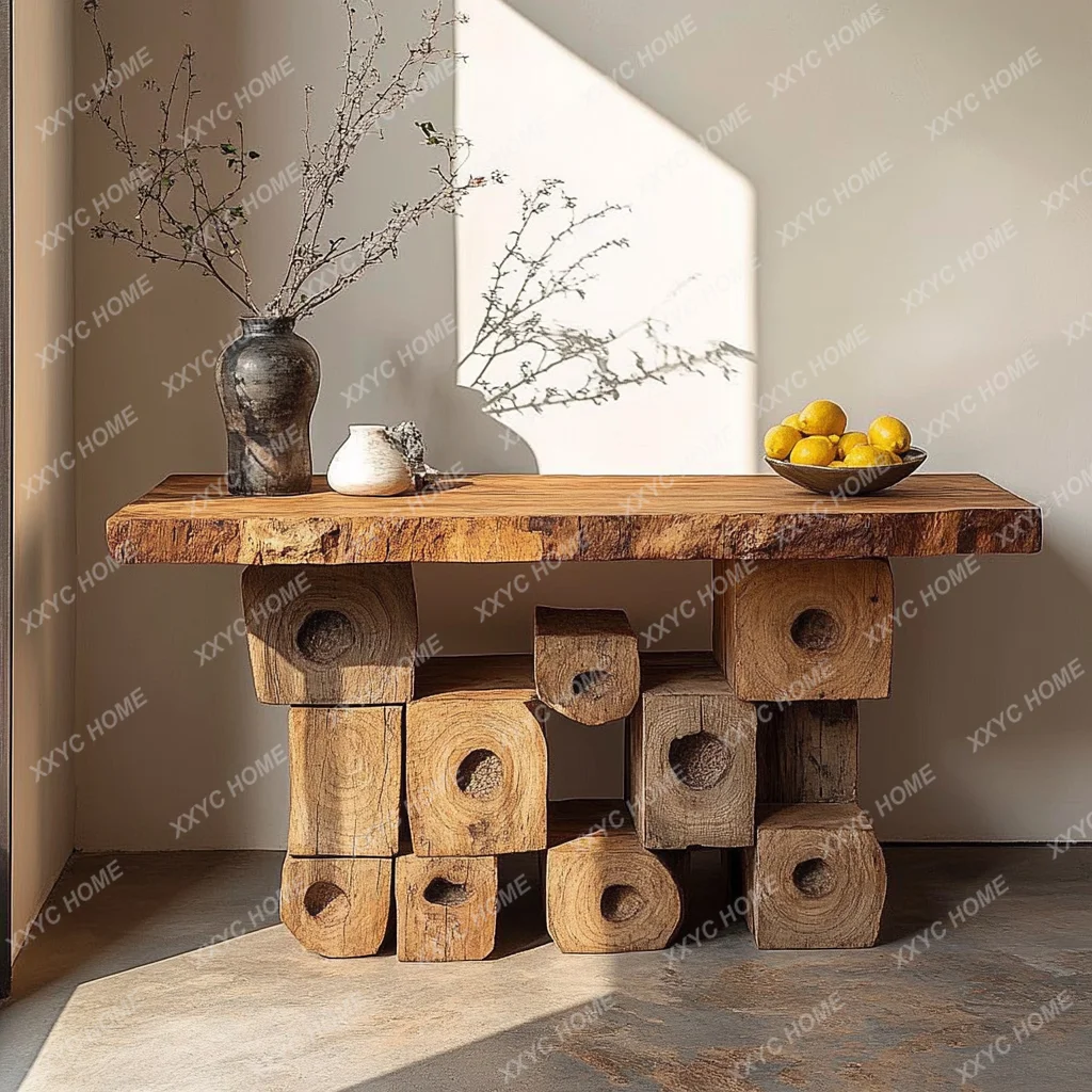 X-S Wind Simple Retro Entrance Table Natural Antique Old Wood Bar Case HG