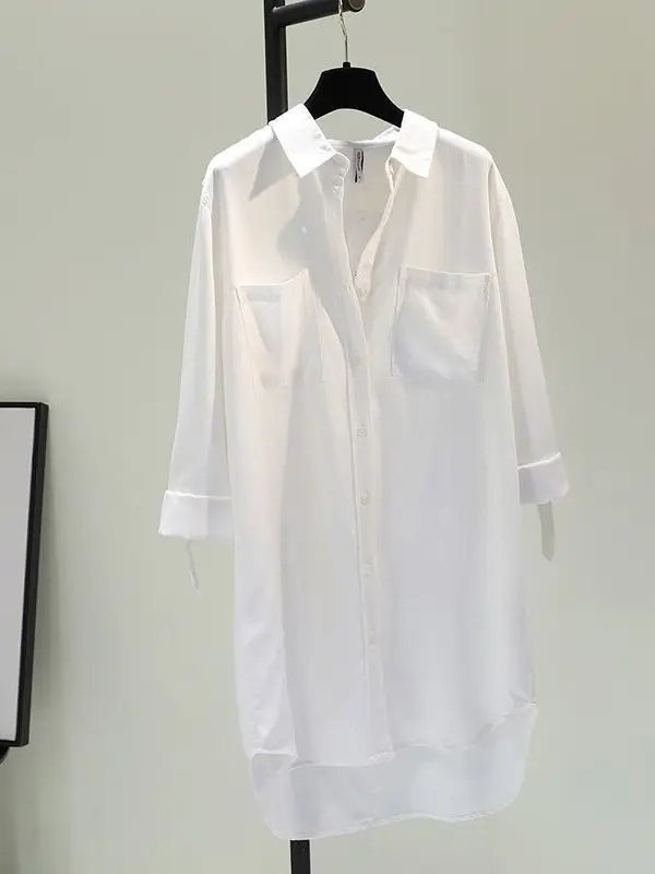 Lose Damen Denim irt Dr Mid-Length Korean Sle Long Sve Atmungsaktive Casual Faion Frühling Herbst Saisonale Kleidung