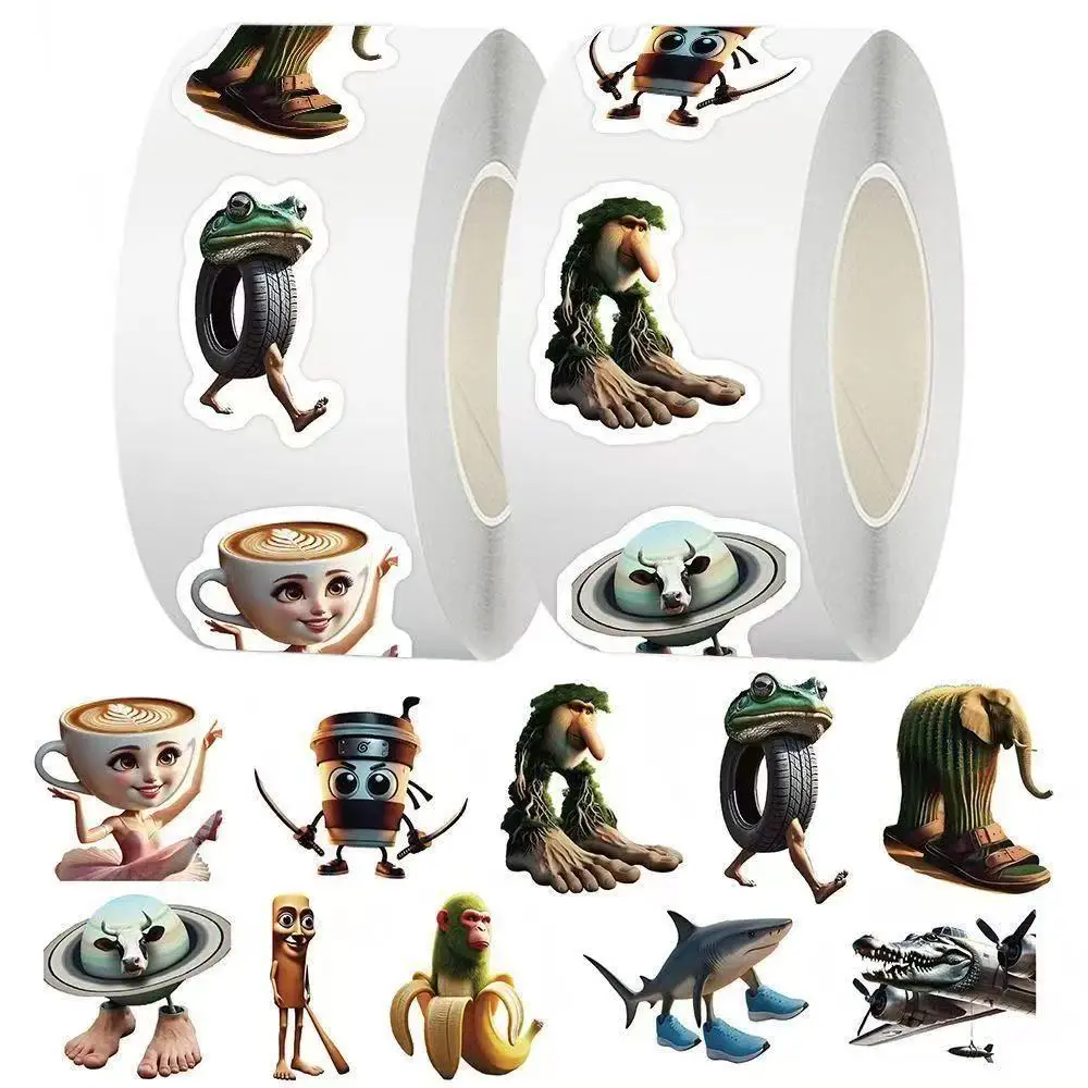 

500 Pcs/Roll TungTungTung Sahur Brainstorm Graffiti Stickers - Removable Residue-Free Decals for Gift Bags, Envelopes, Party & O