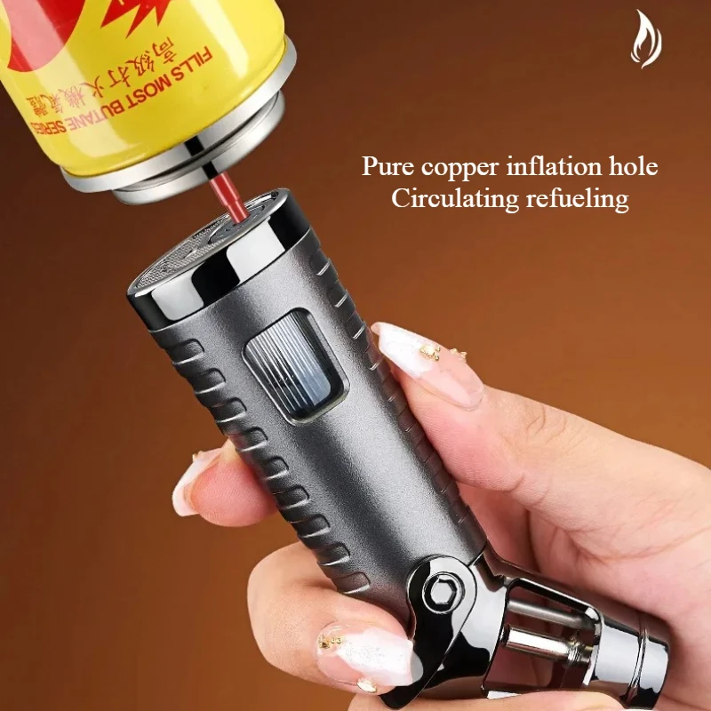 Fashionable Metal Windproof inflatable Lighter Intense Fire Direct Spray Moxibustion Cigar Kitchen outdoor BBQ Spray Gun Gift
