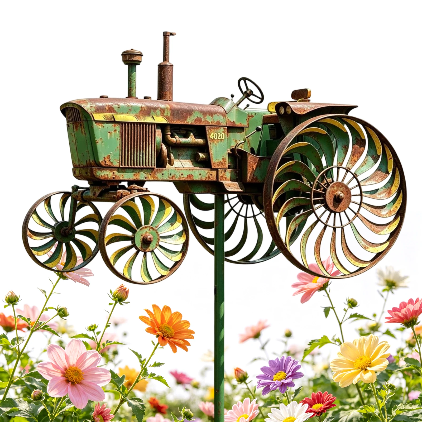 Tractor Unique Outdoor Sculptures Noiseless Windmill Decorative Stake Sun- for Patio Yard Garden for Friends Family
