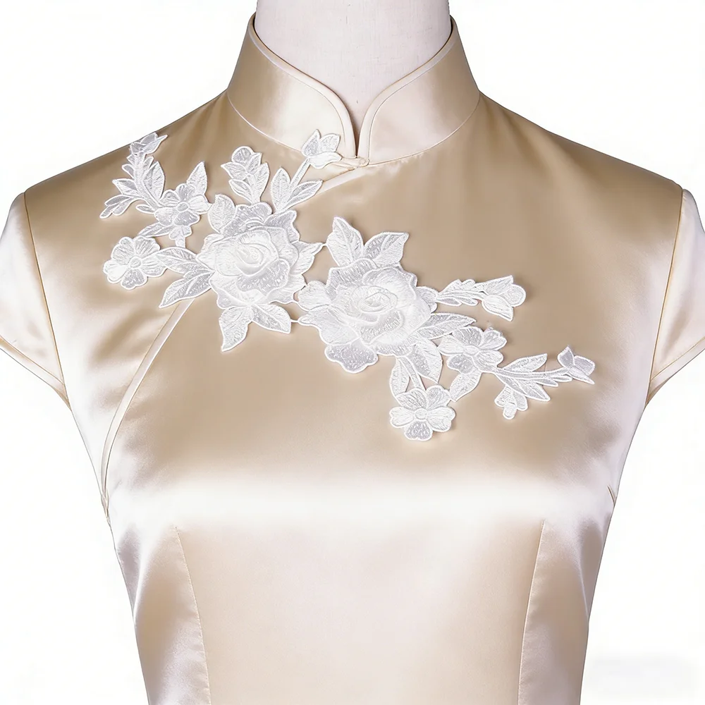1 Pc nero bianco 3D rose fiori ricamo cucire su toppe cucito Applique ricamato vestiti fai da te