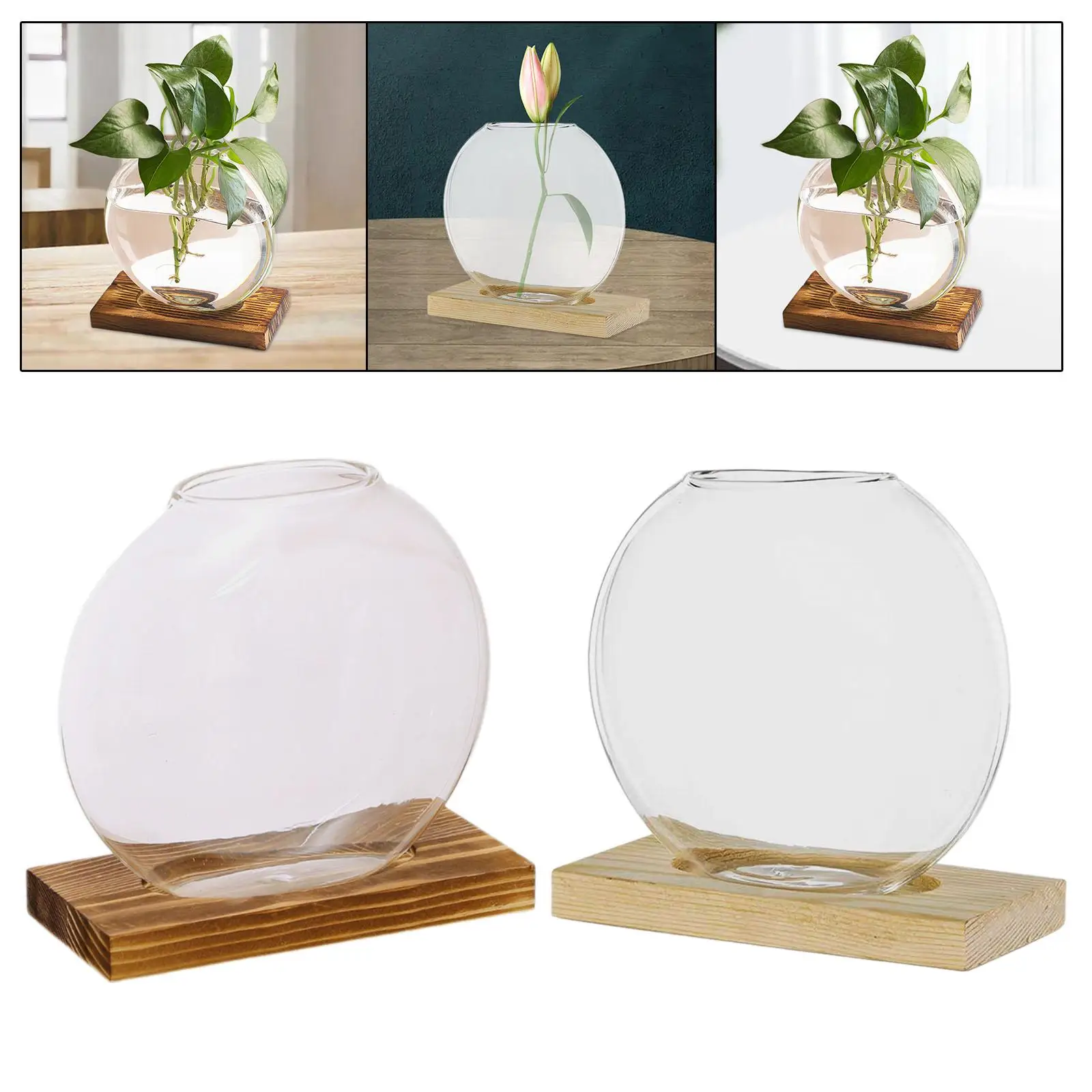 Transparent Flower Vase Plants Propagation Station Plant Holder Decors Glass Planter Terrarium for Gardening Home Party Decor