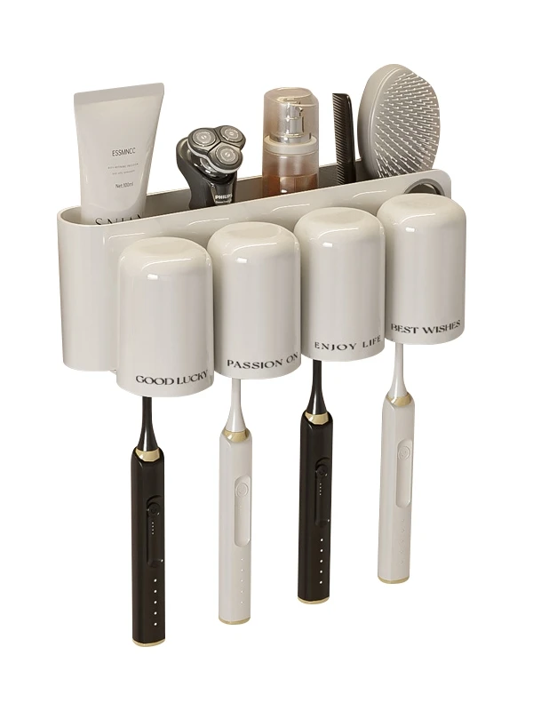 

Bathroom toothbrush shelf, high-end wall-mounted non-perforated toilet, cream style