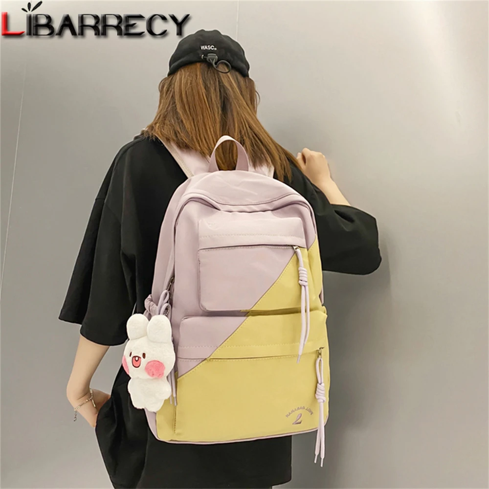 

Large-capacity Panelled Women Student Bag Fashion High Quality Nylon Ladies Backpack New Youth Laptop Backpack Mochilas De Mujer