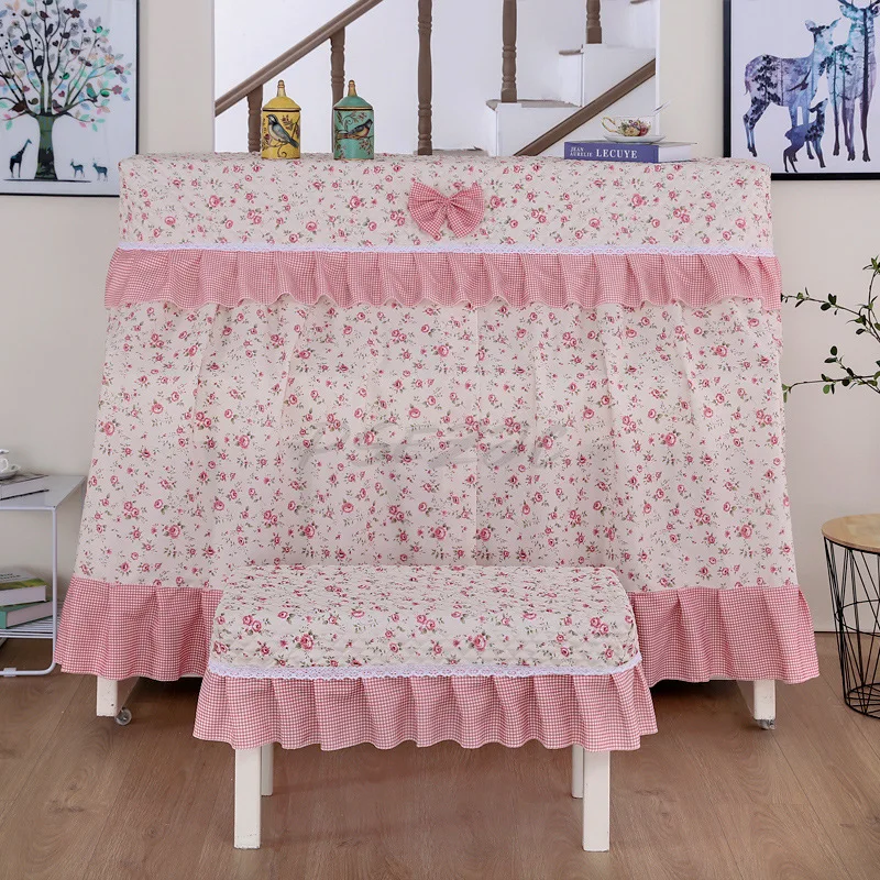 

2pcs/set Thickened Pastoral Patterned Piano Cover Thickened Fabric Small Fresh Piano Dust Cover