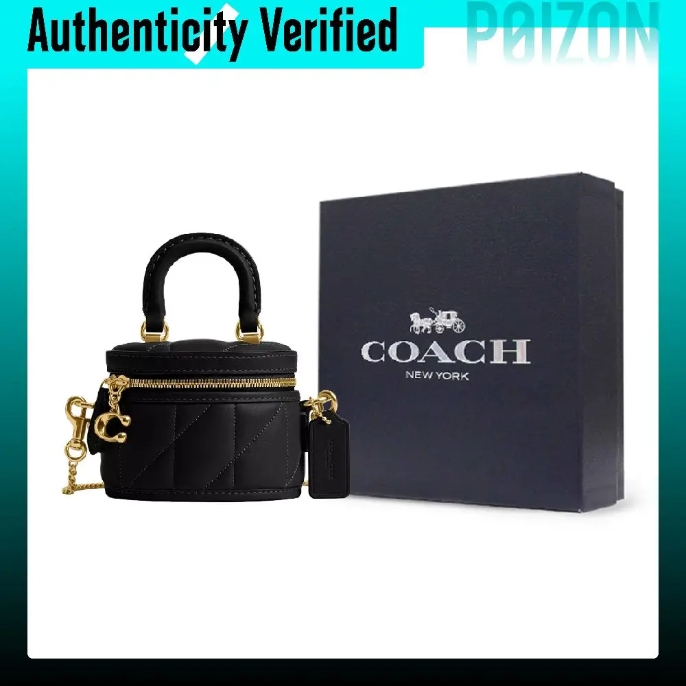 COACH Trail Nappa Leather Shoulder Bag, Crossbody Bag, Handbag Mini Women's Black CU144-B4BK