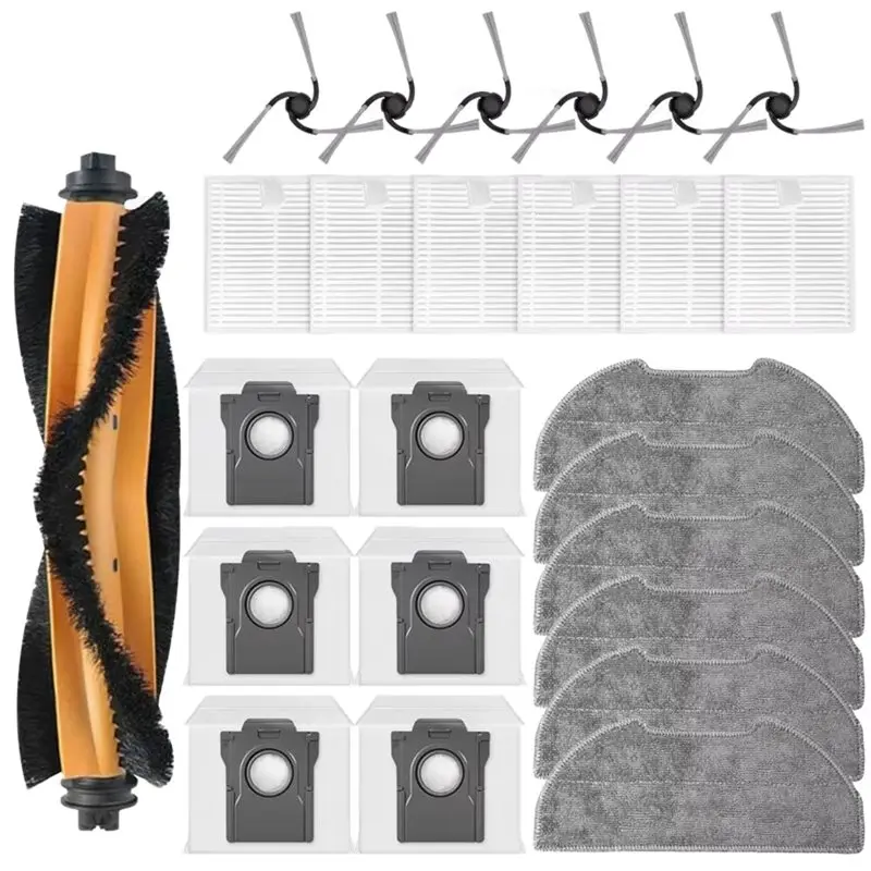 [NEWA66Z!】 25PCS Main Side Brush Filter Mop Pads Dust Bag Set For Dreame D20 Air Plus / F21 / F21 Plus / F20 / F20 Plus Spare Pa
