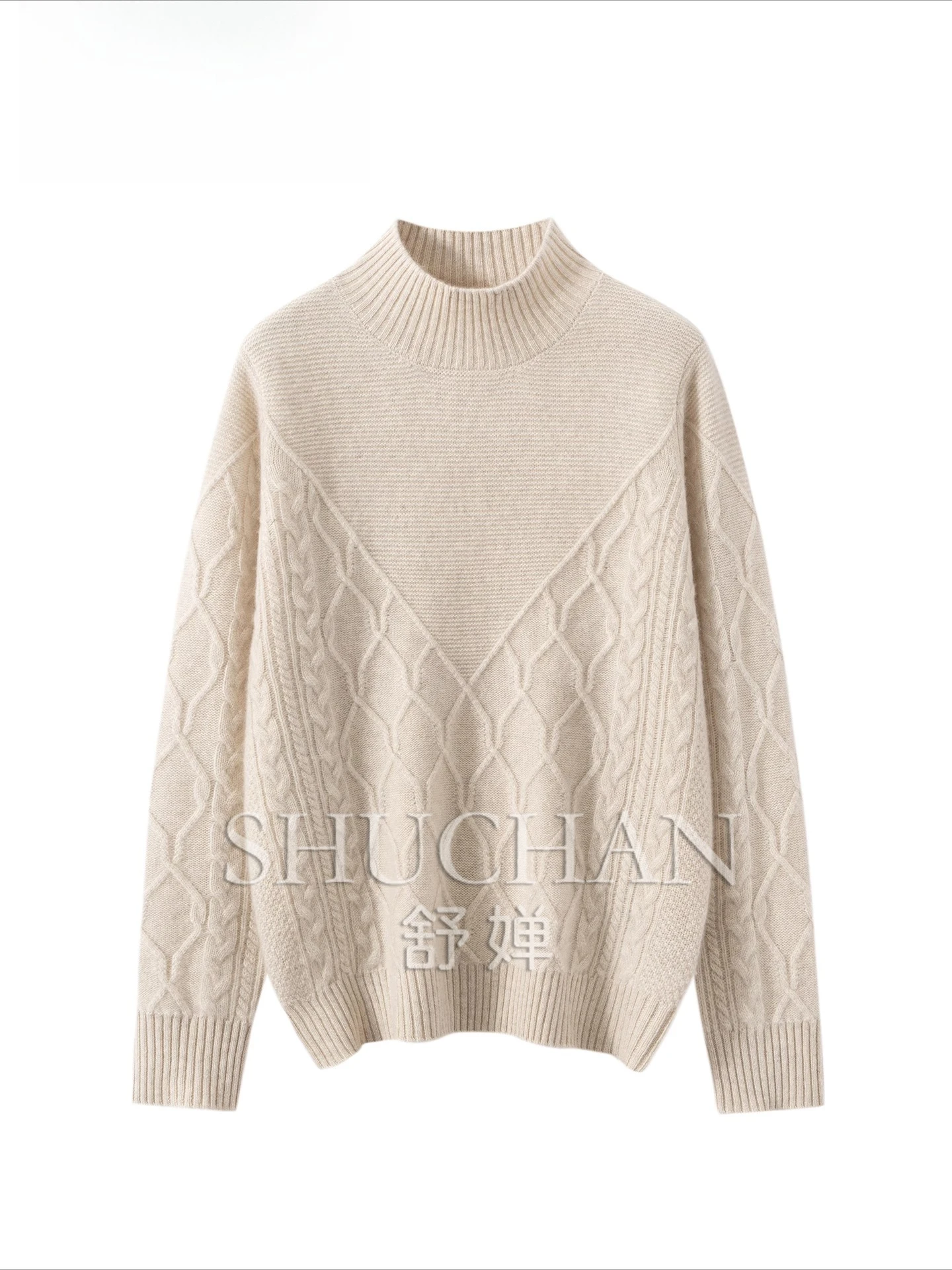 100 Pure Cashmere Sweater Women's Korean High-end Semi-turtleneck Knitted Sweater Fashionable Chic Pullover 260g