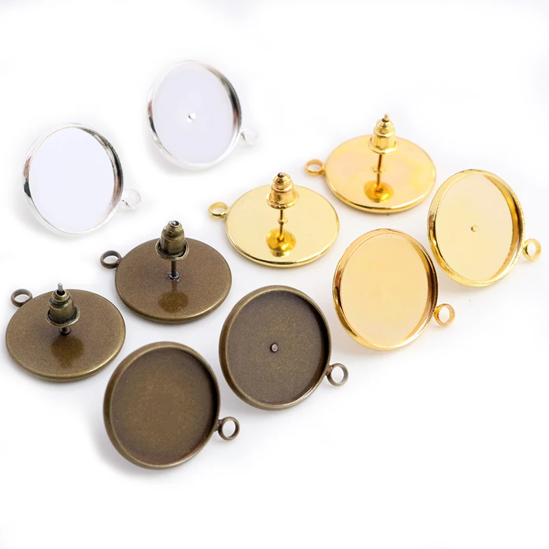 8-16mm 10 sztuk brąz srebrny złote kolory kolczyki ćwieki, kolczyki puste/Base,Fit 8-16mm szklane Cabochons, przyciski; Kolczyki — zdjęcie 6