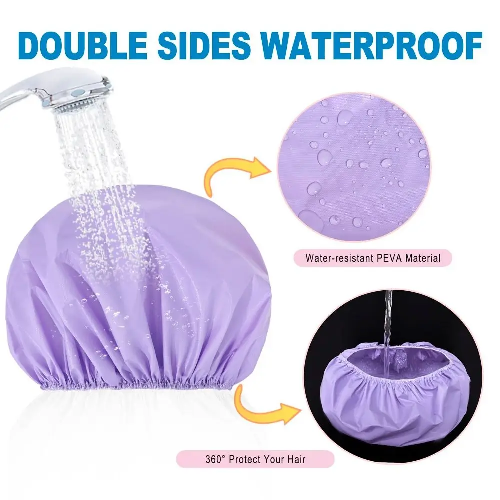 New Double Side Waterproof Shower Caps Thickened Reusable Double Drying Hair Cap Bath Hair Cap for Adult
