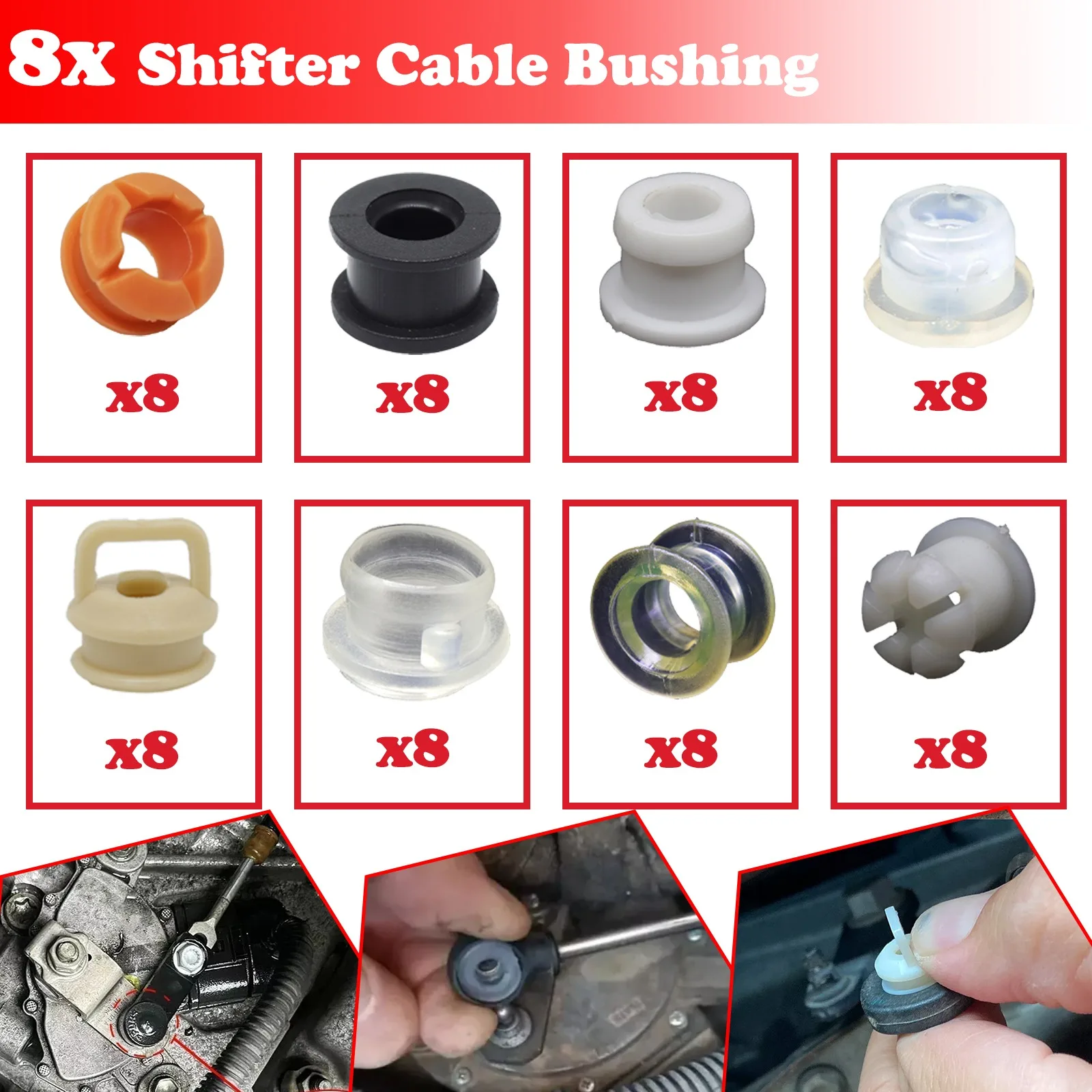 8pcs Shift Cable Bushing For Ford Nissan Chevrolet Buick Grommet  Automatic Transmission Gearbox Repair Kit Shifter Linkage End