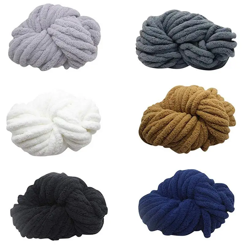 2.5cm Chunky Yarn Gauge DIY Chunky Thick Chenille Yarn Bulky Yarn for Hat Crochet Bed Arm Knitting Throw blanket