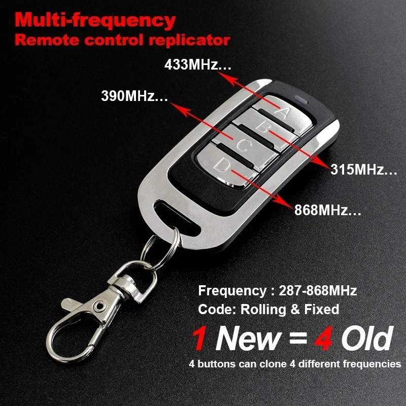 Multi Frequency Duplicator 280-868MHz Remote Control for Garage Door Gate | Fixed & Rolling Code | 433MHz Handheld Transmitter
