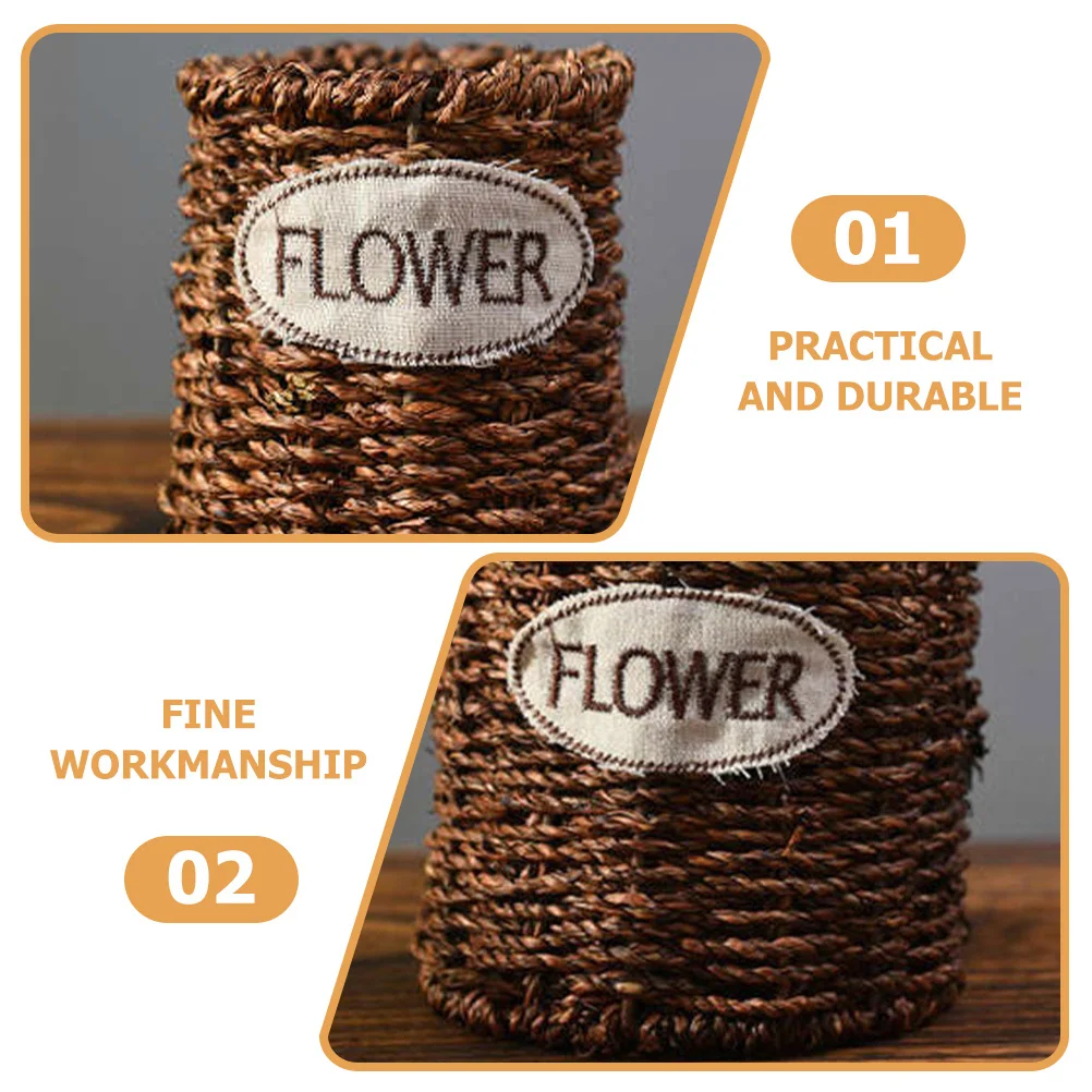 

Wicker Storage Pen Holder Pastoral Style Desktop Pencil Organizer Aesthetic Tabletop Stationery Organizer Office Supplies Decor