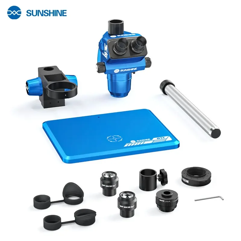 SUNSHINE M8T Ultra Trinocular Stereo Microscope True magnification 6-72X with a wider zoom range Used for mobile phone repair