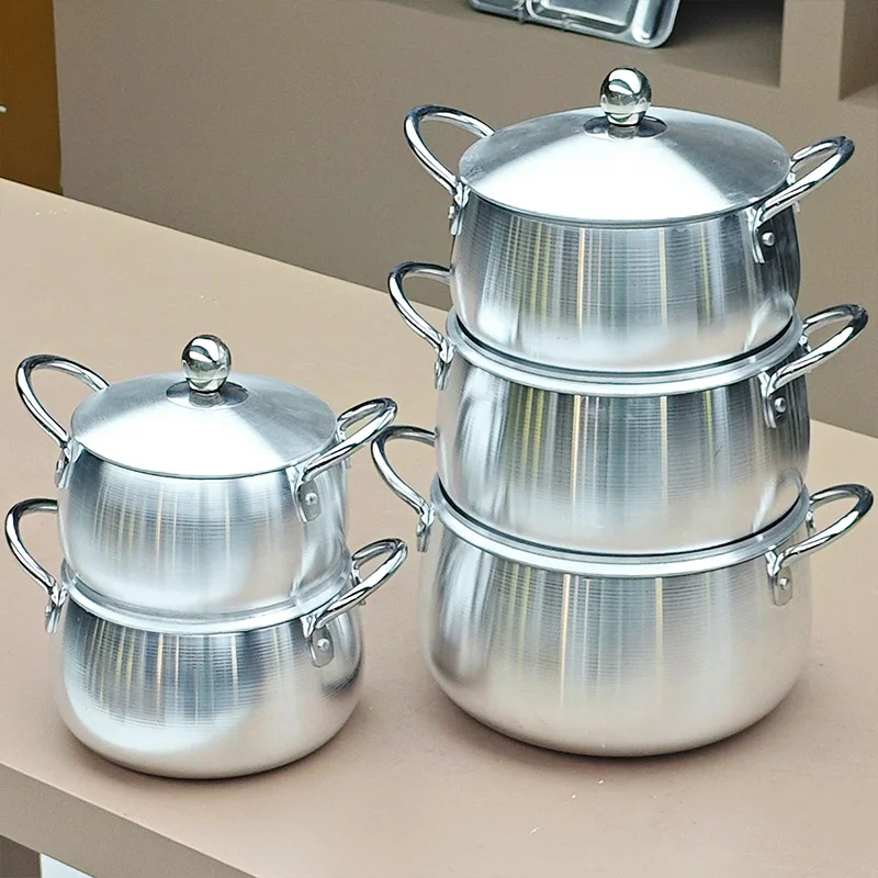 Classic Non-Stick Aluminum Cookware Set Sanding Kitchen Soup Pot with Lid and Stock Pot for Cooking