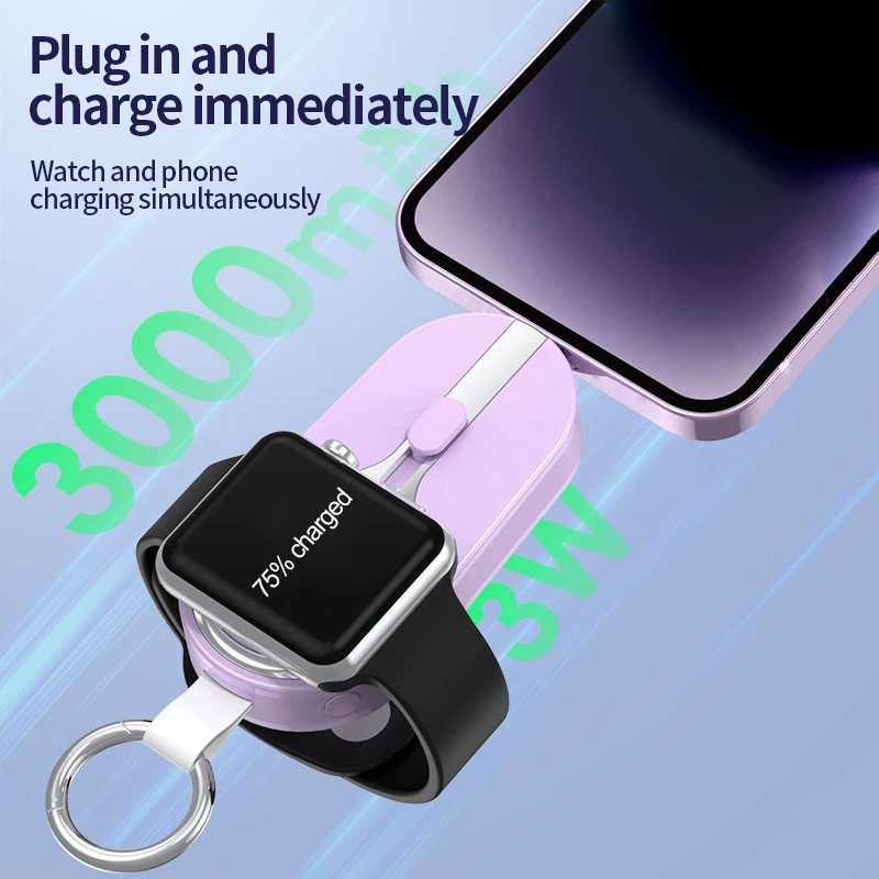 JayoWade Small Mini Portable Solar Power Bank 3000mah Smart Watch Keychain Powerbank Charger Wireless Key chain Battery