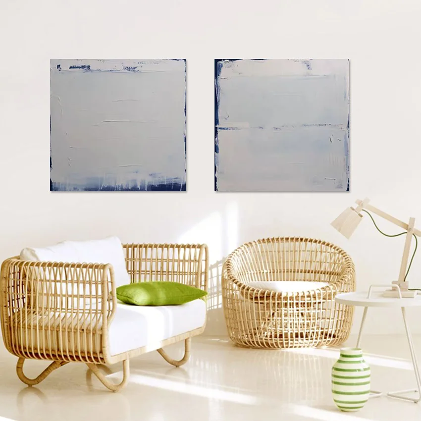 

Настенный декор с абстрактным дизайном, акрил большого размера, безрамные, простые художественные картины маслом ручной работы, 2 шт., холст для офиса