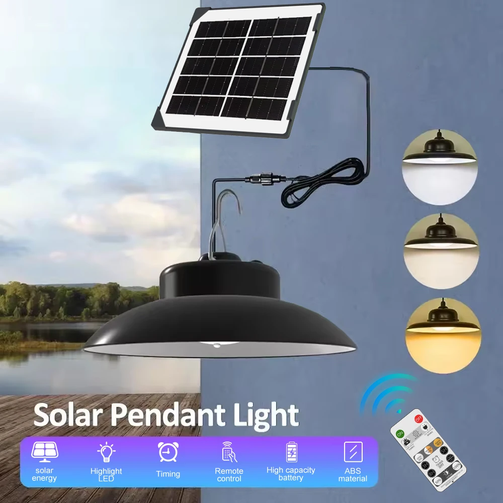 

Solar Panel Chandelier Led Solar Pendant Light Powered Lamp White/Warm light with Remote Control Camping Outdoor Garden
