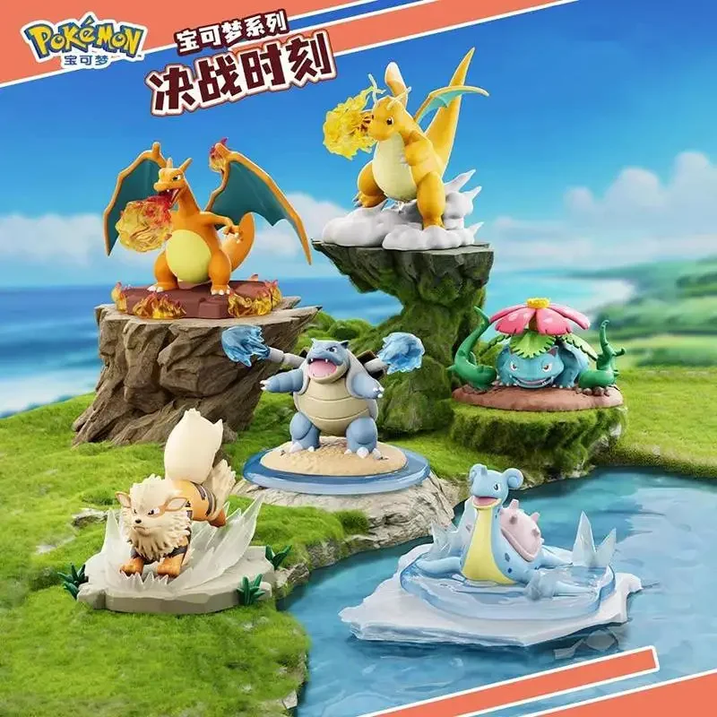 Véritable Pokemon bataille Moment série scènes Venusaur Charizard Blastoise figurine modèle jouets cadeau pour enfant anniversaire