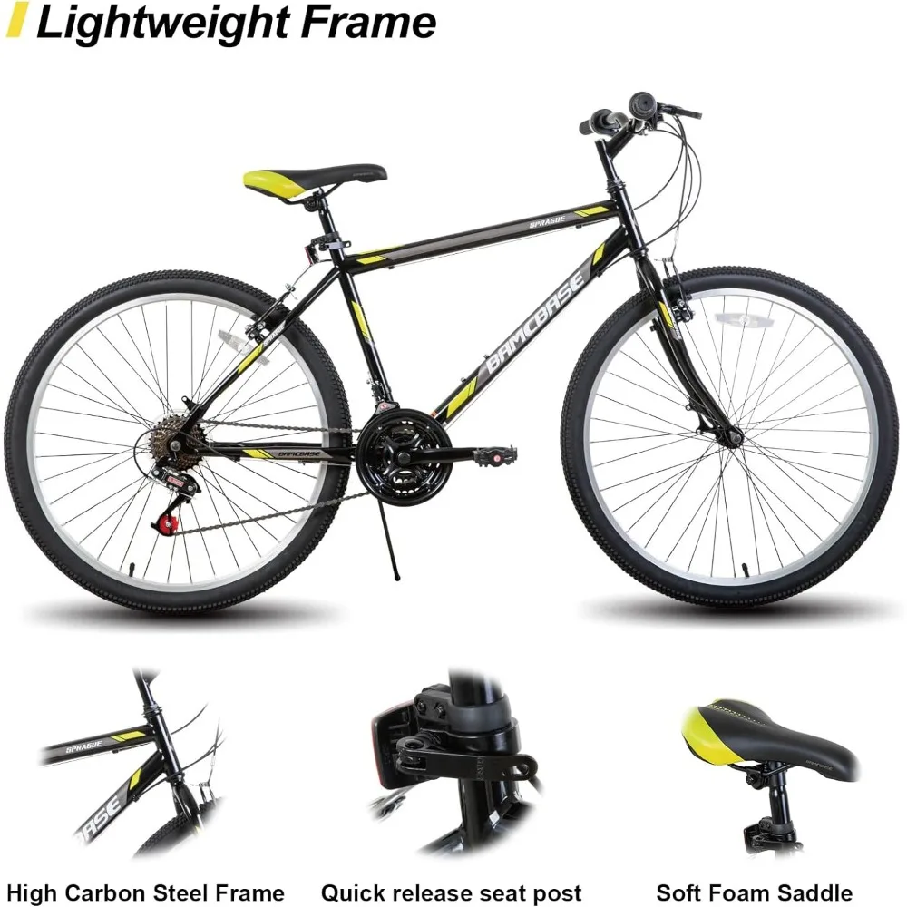 24 26-Inch Mountain Bike (Men's, Women's), 21-Speed High Carbon Steel Frame, Sport Bike Mountain Bike