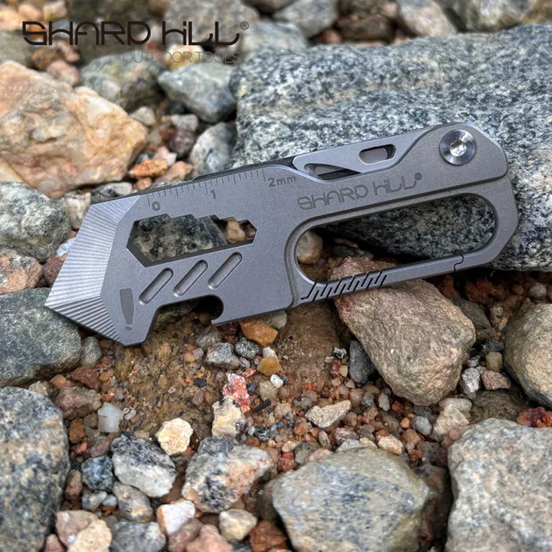 Made from Titanium EDC Pry Bar Titanium Alloy Multitool with Bottle Opener Oxygen Cylinder Wrenches Utility Knife Crowbar