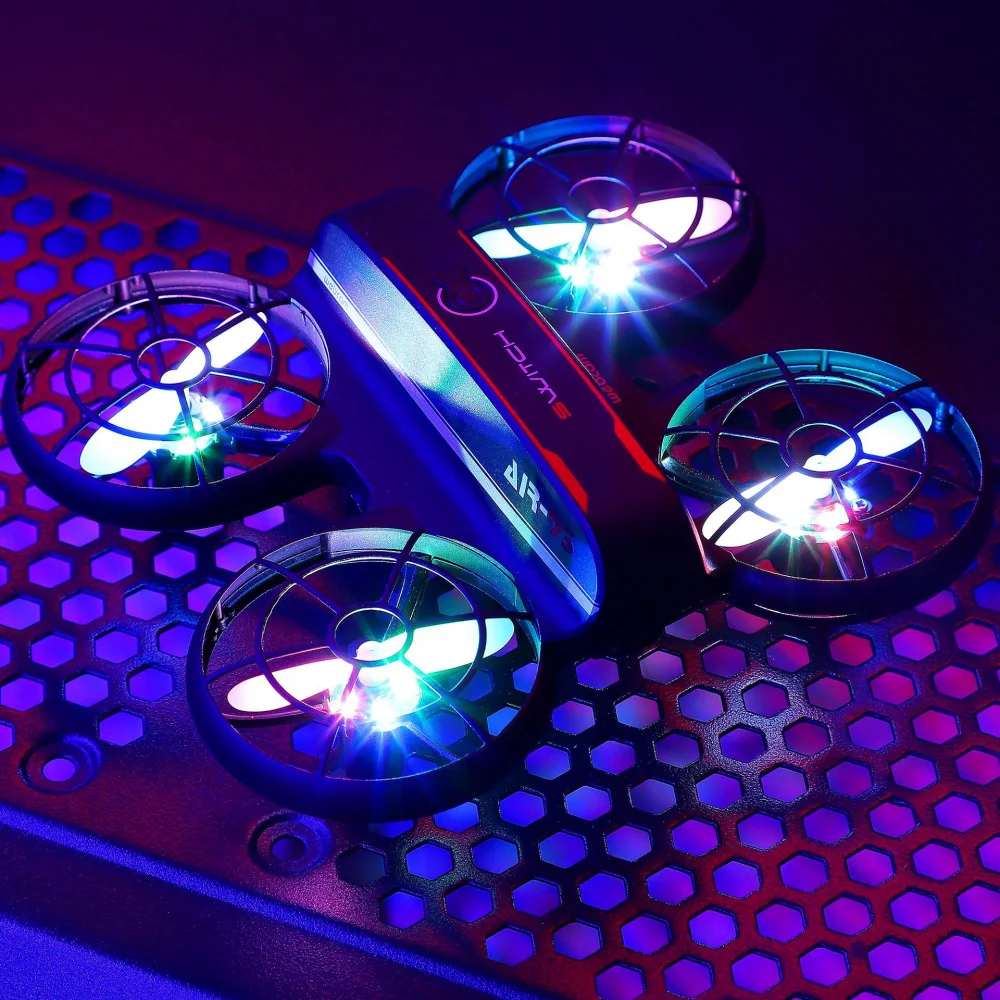 RC Drone with Light Remote Control Aircraft Kids Toy Obstacle Avoidance 360 Rotating Quadcopter with HD Camera Children Gift