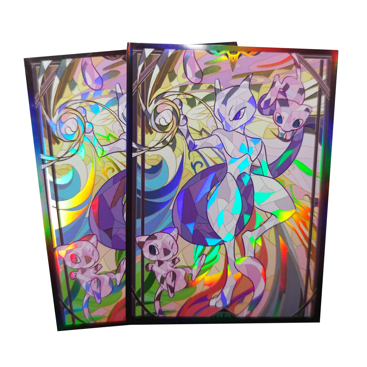 60PCS HOLO Anime Card Sleeves 66x91mm Board Game Cards Protector Card Shield Double Card Cover for PTCG/PKM/MGT WS Trading Cards