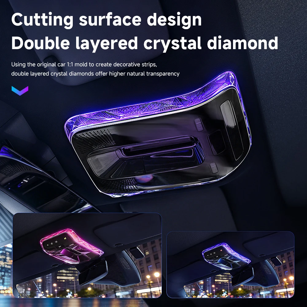 For Mercedes-Benz S/E/C-Class GLC200 GLE EQS EQE E200 C200 Crystal Texture Reading Light Frame Trim Cover Accessories