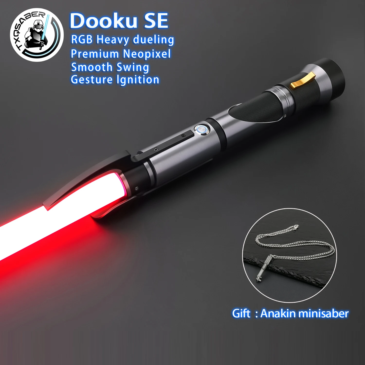 

TXQSABER Высокое качество DookuSE Реплика светового меча RGB NeoPixel Лазерный меч Гладкие качели 27 комплектов Soundfonts Косплей Подарок