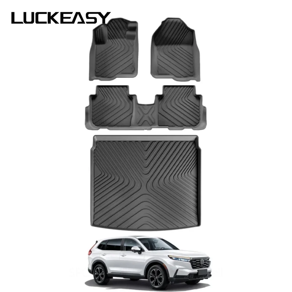 LUCKEASY 3D TPE Car Floor Mats Cargo Liner Trunk Pad for Honda CR-V CRV 2023 2024 Waterproof Protective Accessories Left Rudder