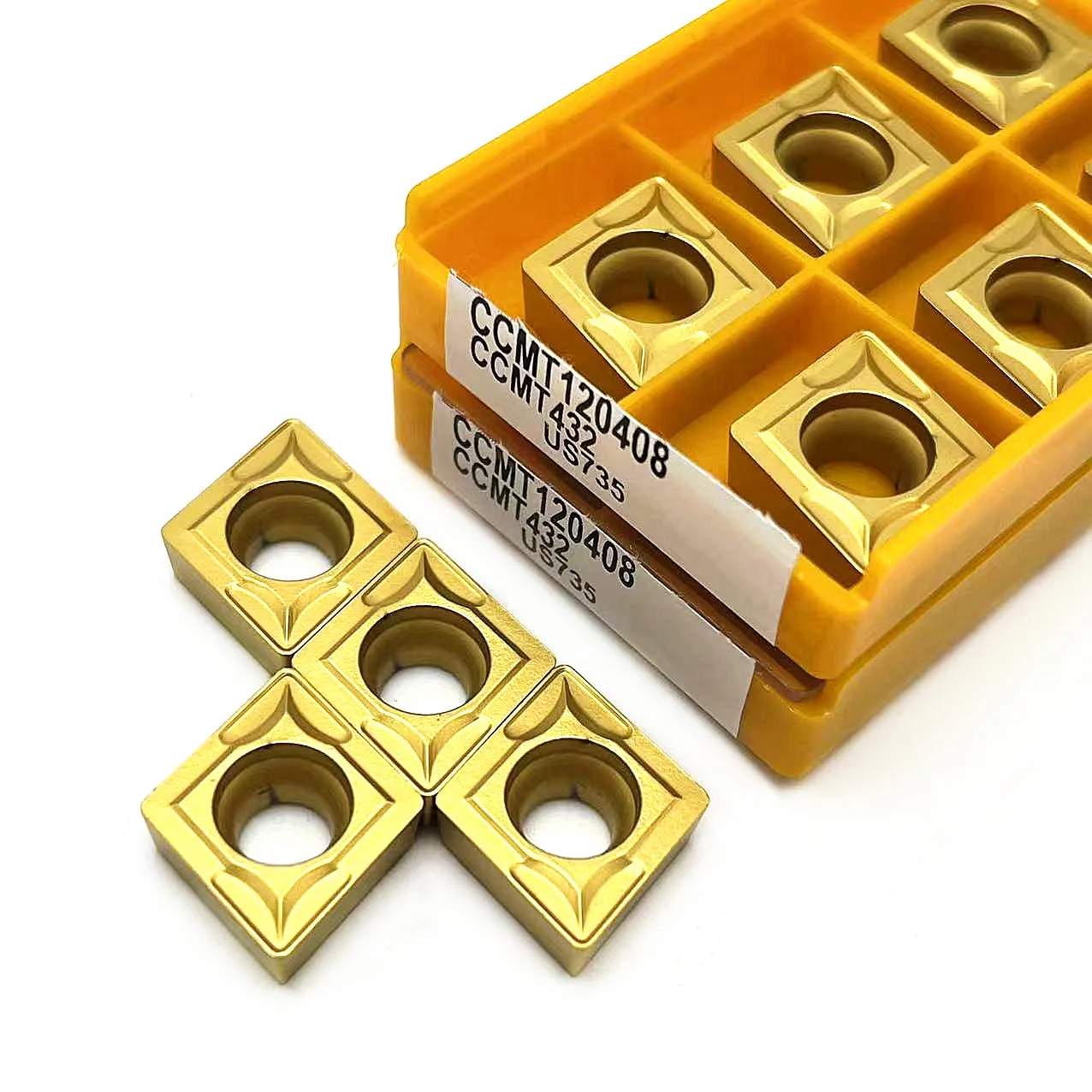แผ่นใบมีด10ชิ้นสำหรับ US735 UE6020คาร์ไบด์แทรก mesin bubut CNC CCMT120408 VP15TF MA
