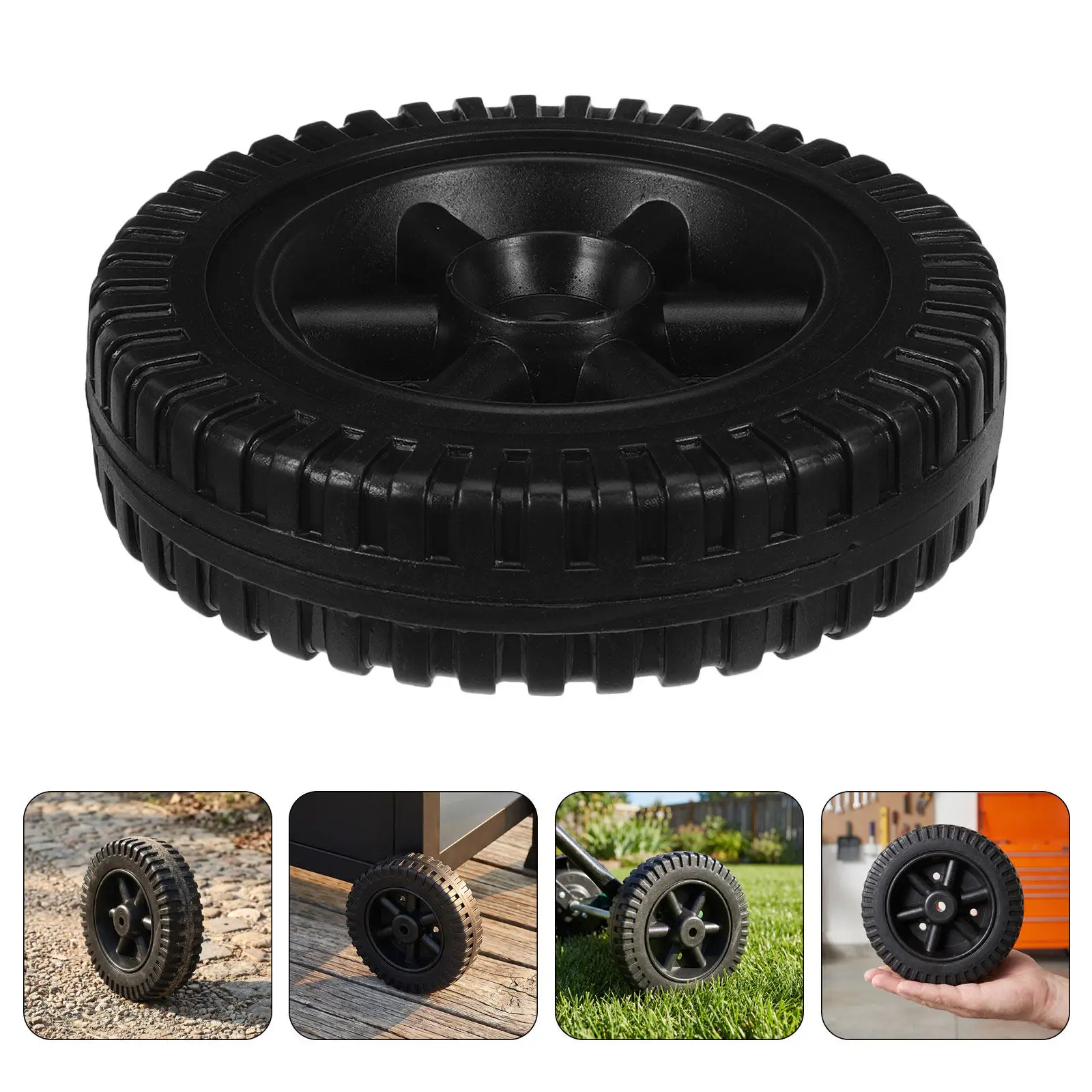 6Pcs Hollow Blow Molded Grill Wheels Replacement Heat Resistant Smooth Moving for Bbq Gas Grill Hand Truck Cart