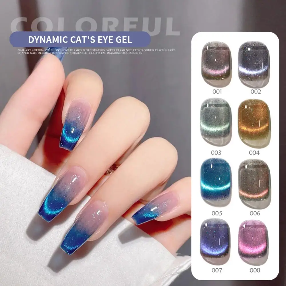 Blau Kristall Cat Eye Regenbogen Magnetischen Gel Nagellack Diamant Glänzende Gel Semi Permanent Lack UV Gel Für Nail art design 8ml