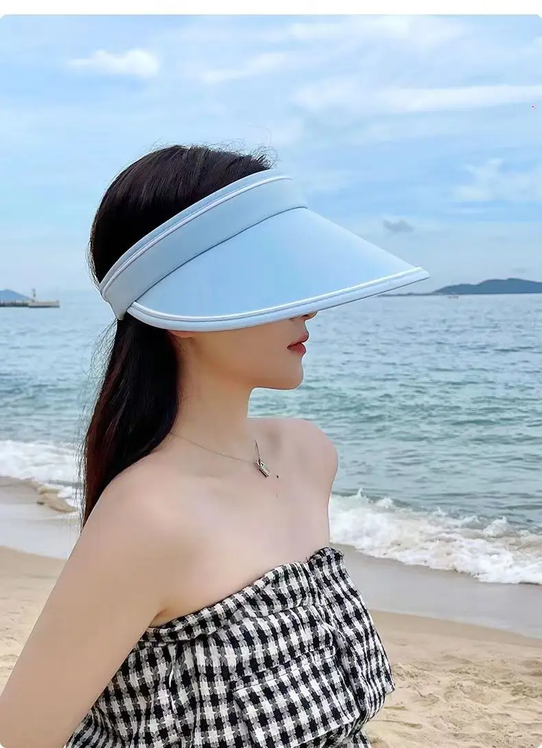 Sailormoon Sun Visor Hat for Women UV Protection Cycling Wide Brim Foldable Travel Slimming Face Beach Hiking Park Empty Top Cap view 5