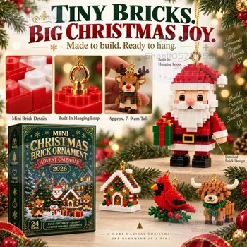 3D Mini Christmas Brick Ornament Advent Calendar 2026, 24 Days Christmas Countdown…