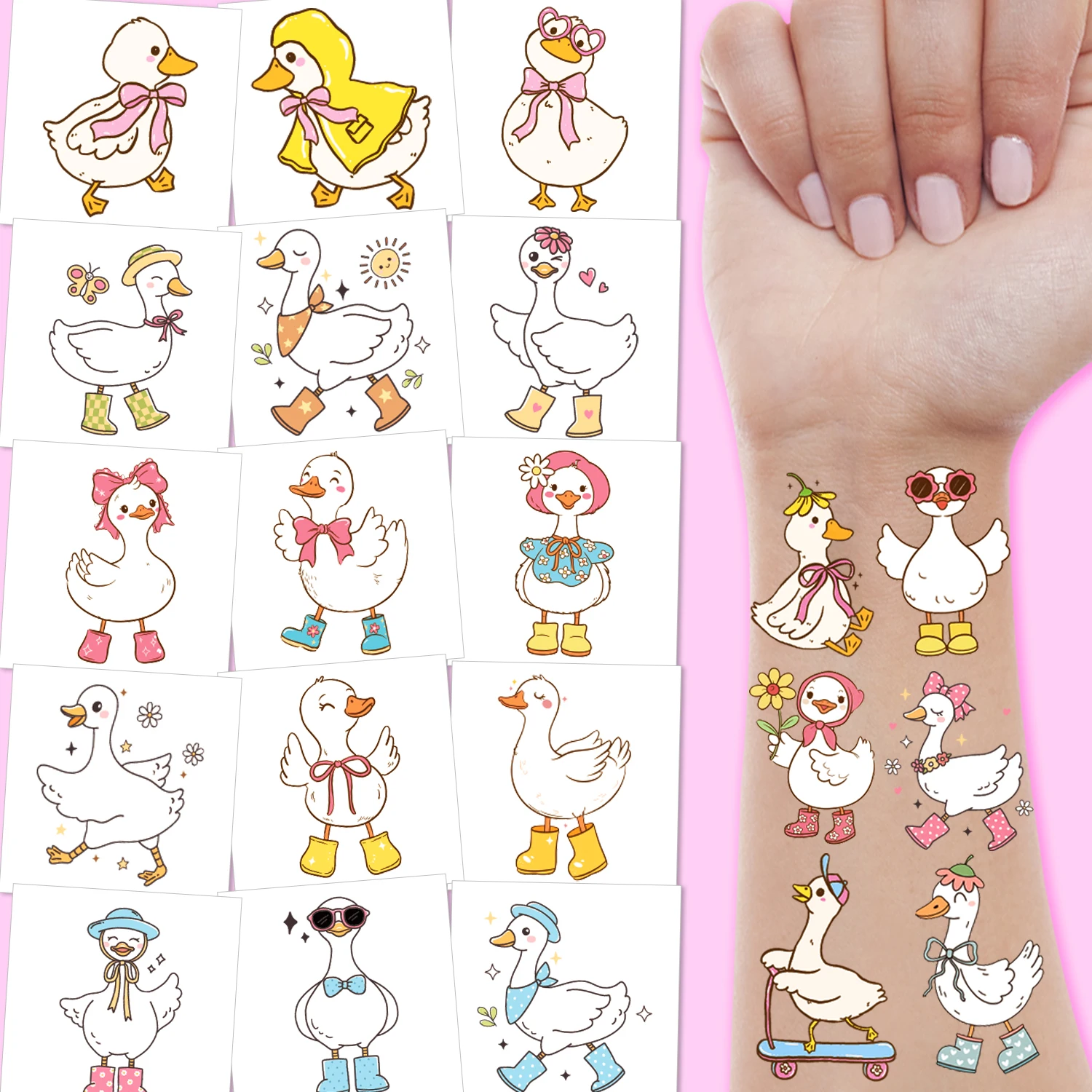 Funny Goose Temporary Tattoos, funny goose-themed birthday decorations and favors,10 Sheets.