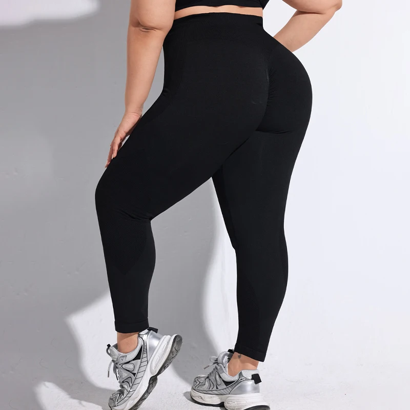 ​​2025 Plus Size High Waist Yoga Pants Women Color Block Butt Liftting Seamless Full Length Contrast Workout Fashion Leggings