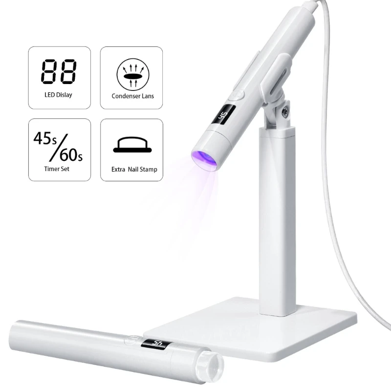 E1YE Lamp Quick-Drying Light with Stand Dryer Handheld Rotation Lamp for Salons Home and Travel Use